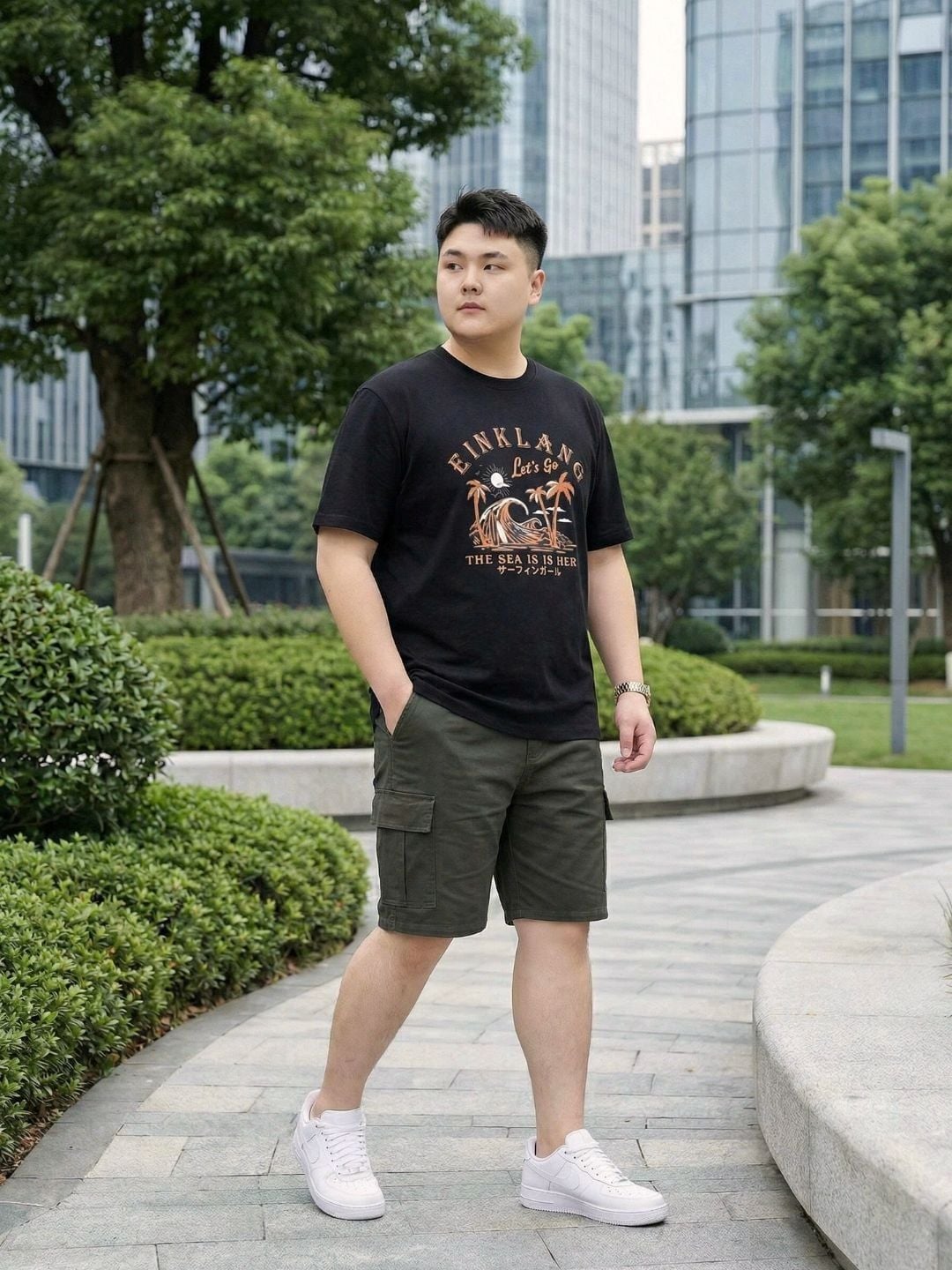 Áo Thun Đen Họa Tiết Big Size Nam