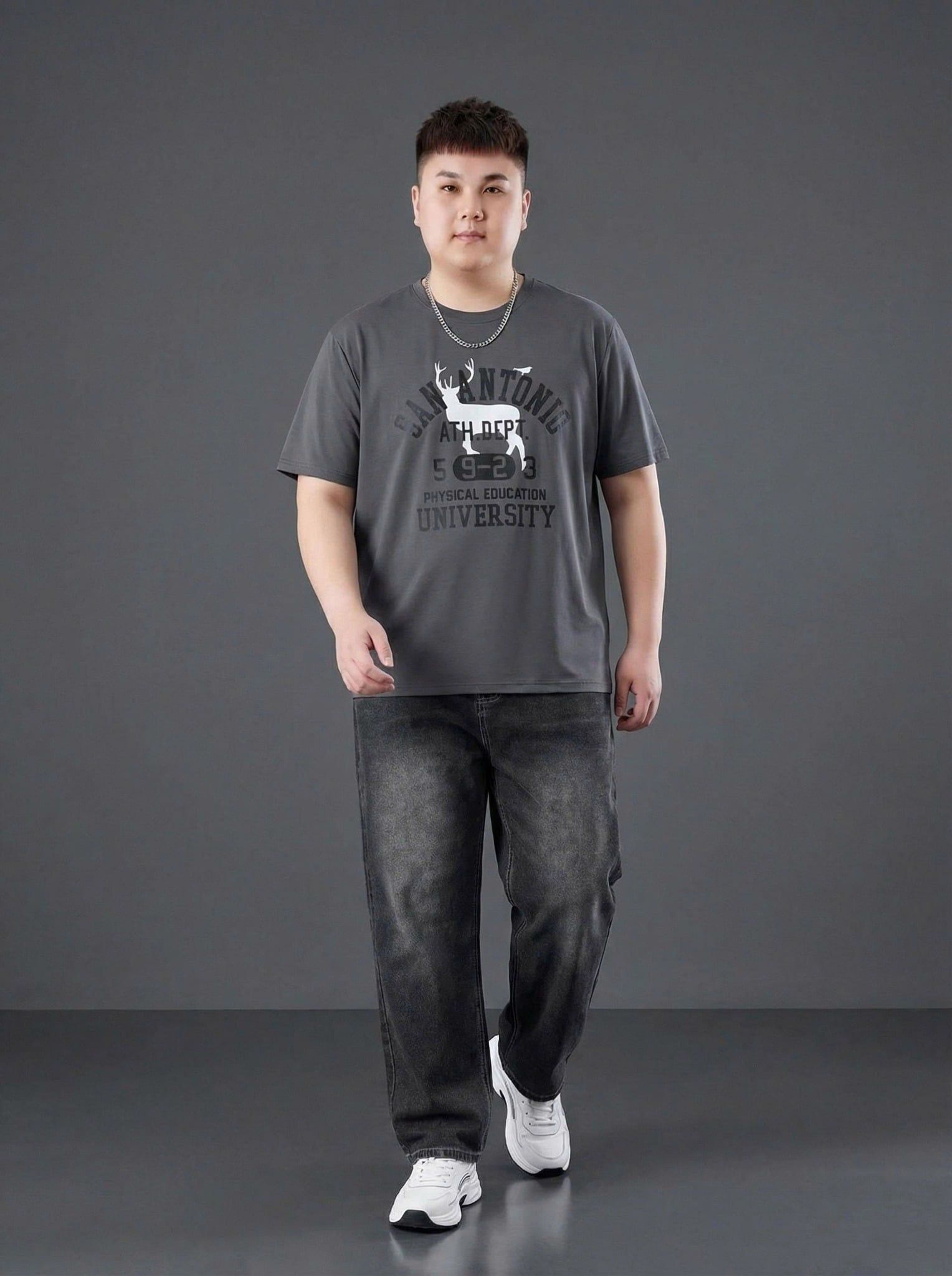 Áo Thun Xám In Big Size Nam