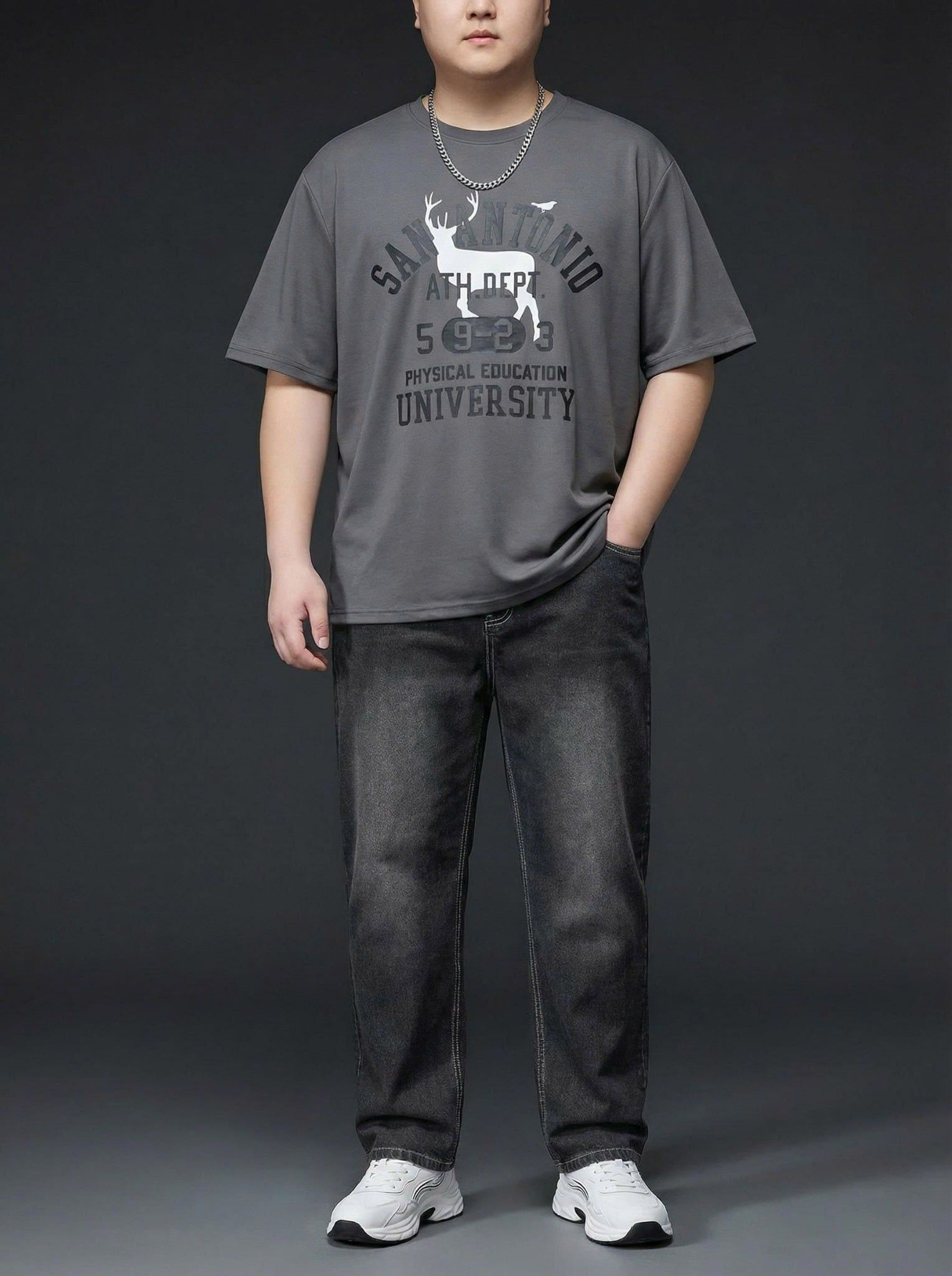 Áo Thun Xám In Big Size Nam