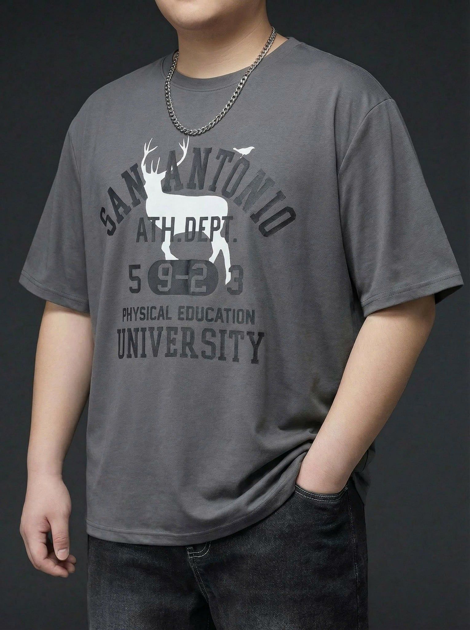 Áo Thun Xám In Big Size Nam