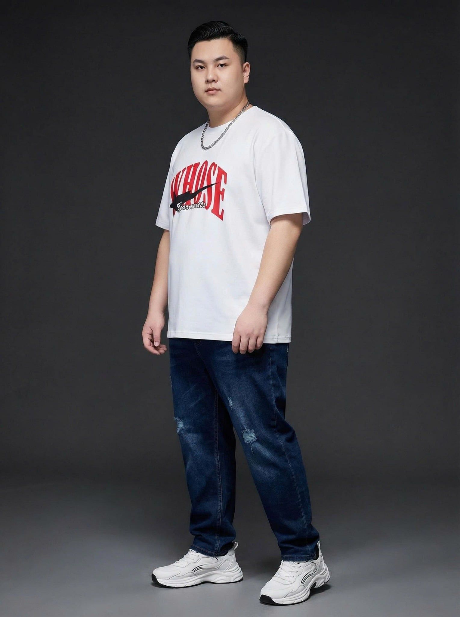 Áo Thun Trắng Họa Tiết Big Size Nam