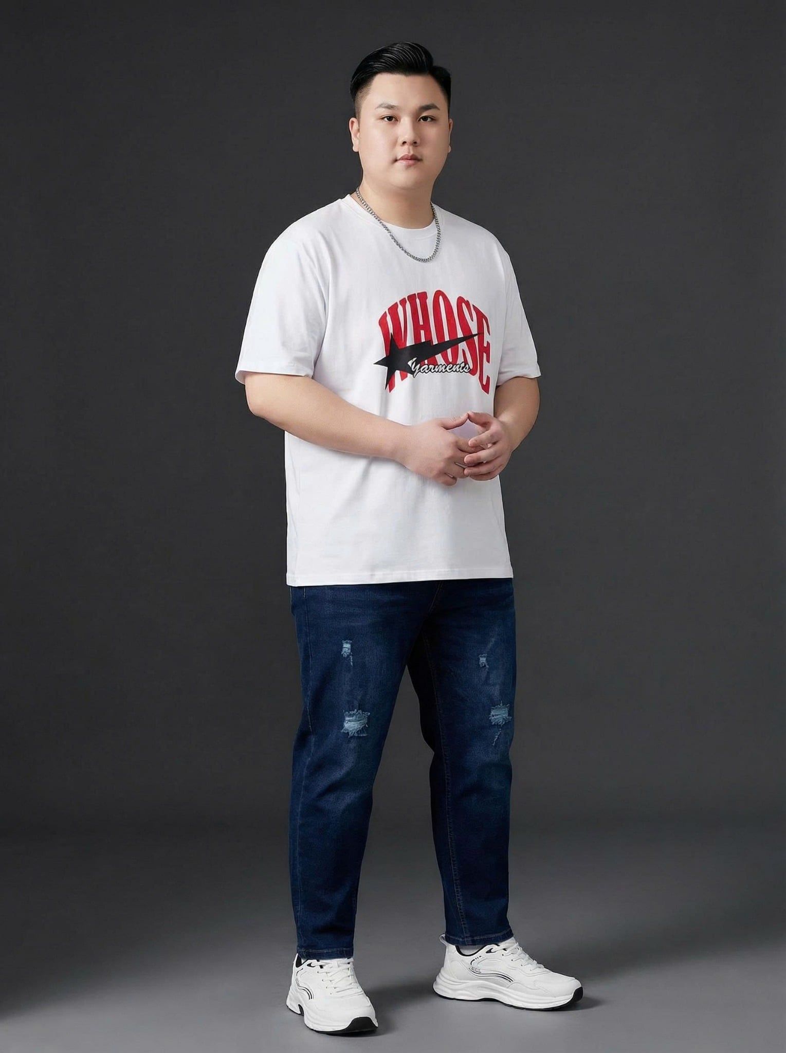 Áo Thun Trắng Họa Tiết Big Size Nam