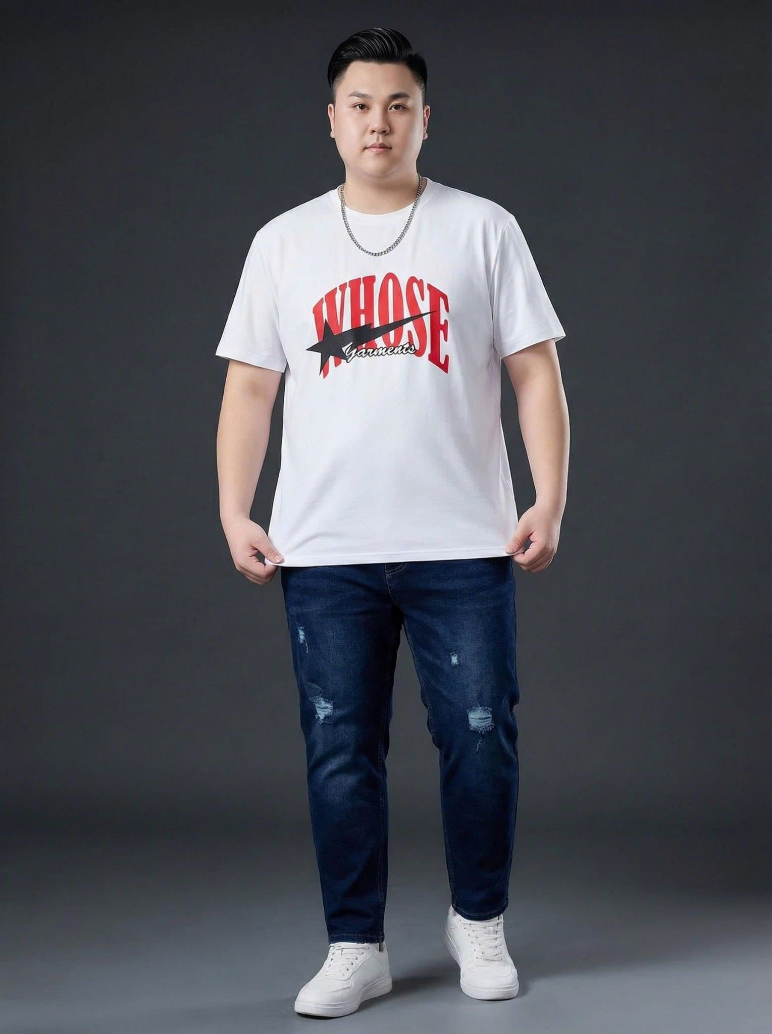 Áo Thun Trắng Họa Tiết Big Size Nam