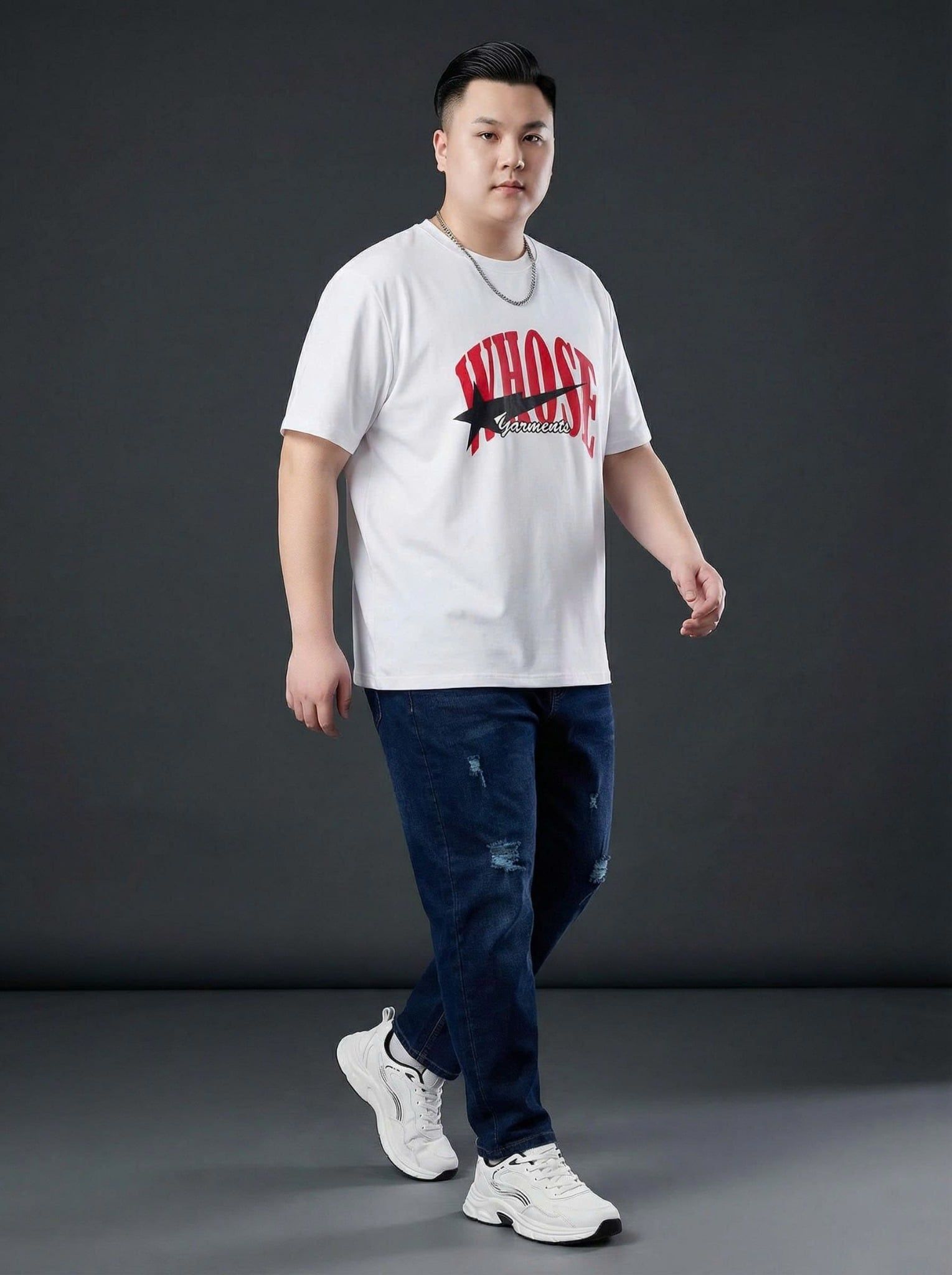 Áo Thun Trắng Họa Tiết Big Size Nam