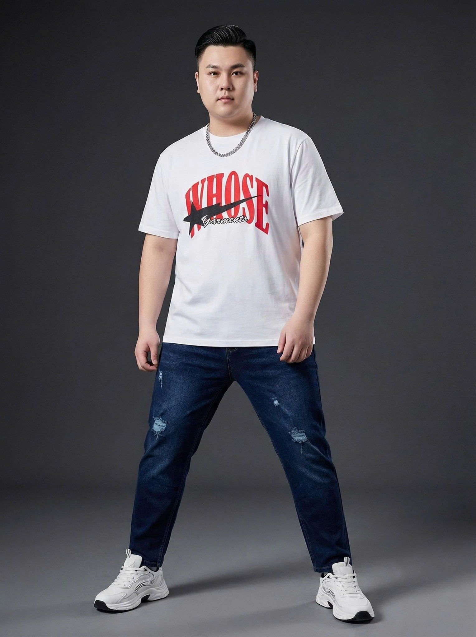 Áo Thun Trắng Họa Tiết Big Size Nam