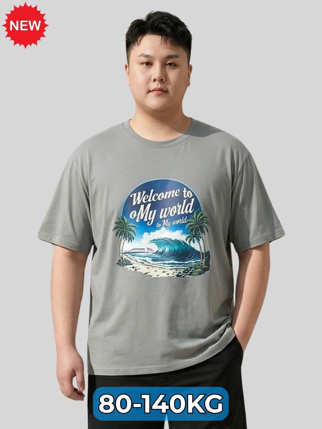 Áo Thun Xám Họa Tiết Big Size Nam