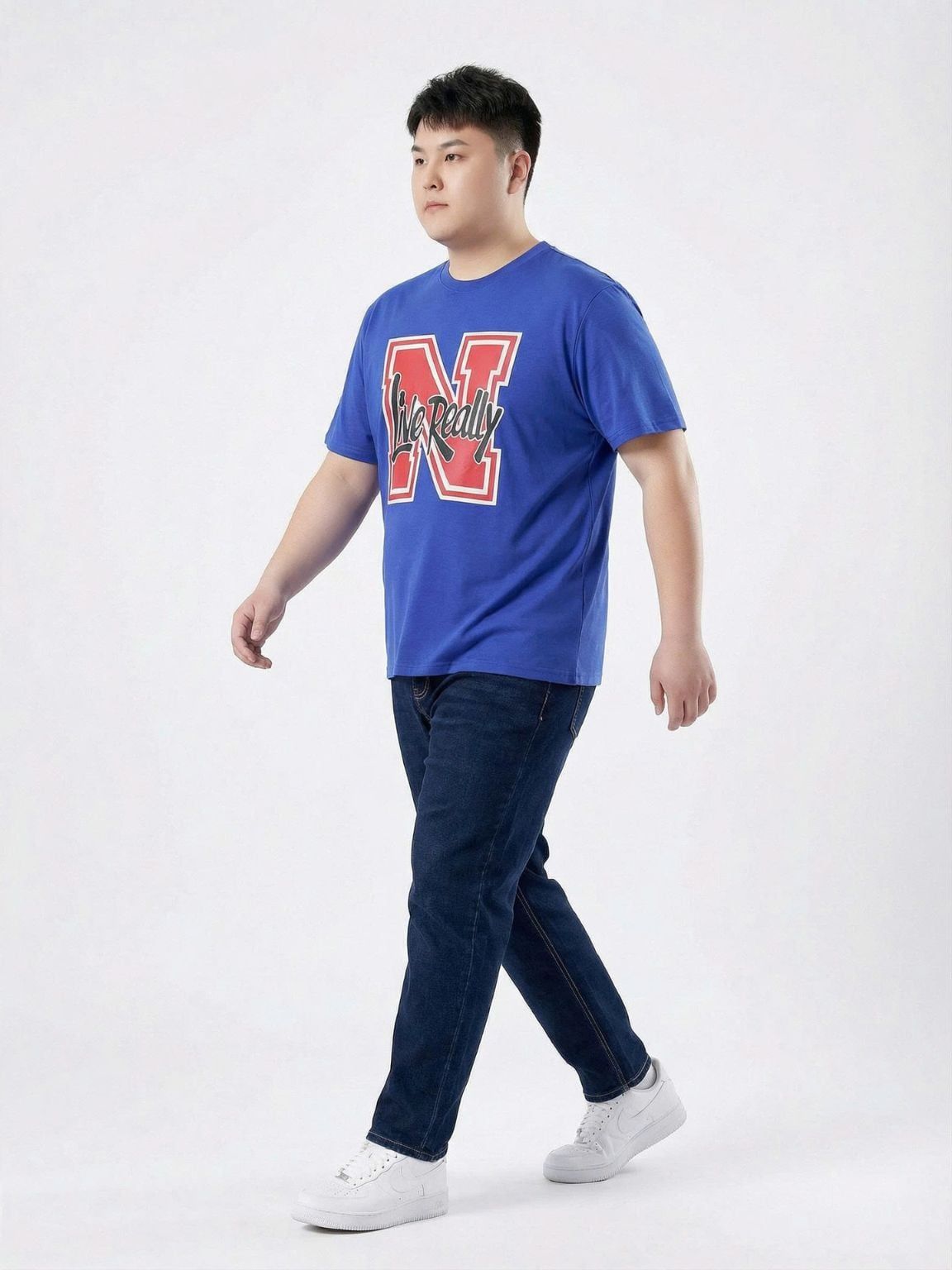 Áo Thun Xanh In Big Size Nam