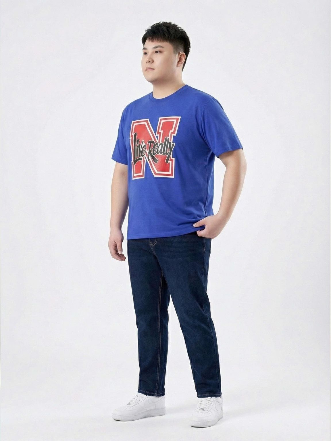 Áo Thun Xanh In Big Size Nam