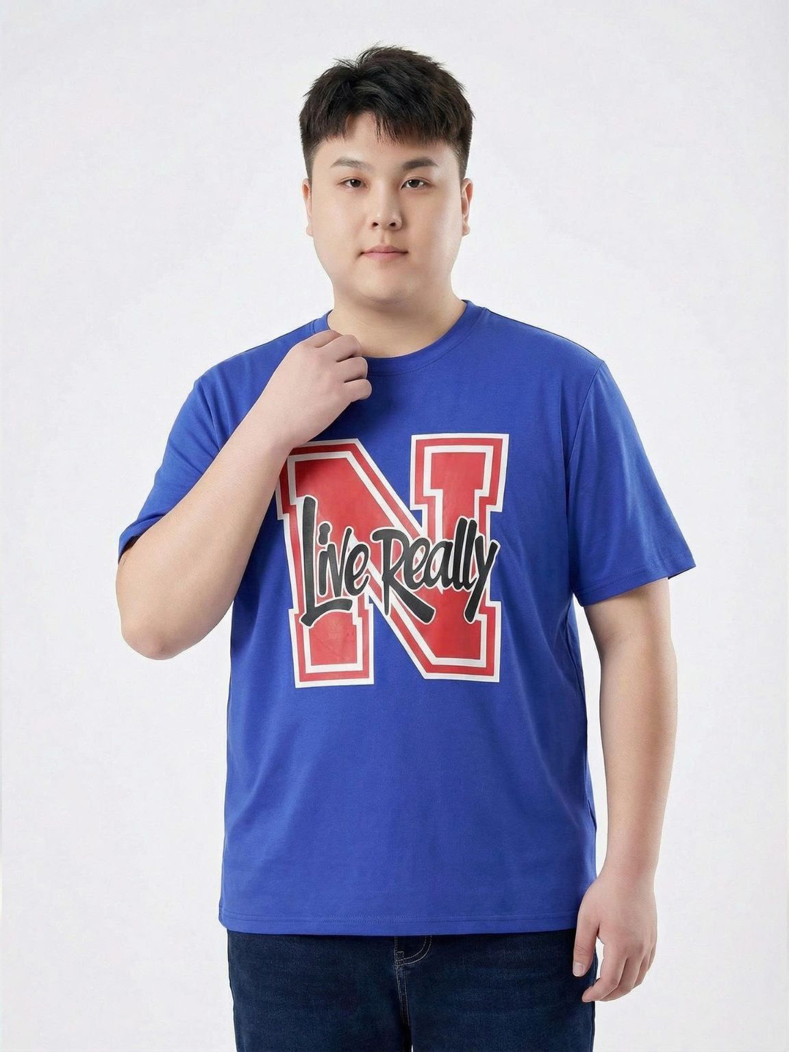 Áo Thun Xanh In Big Size Nam