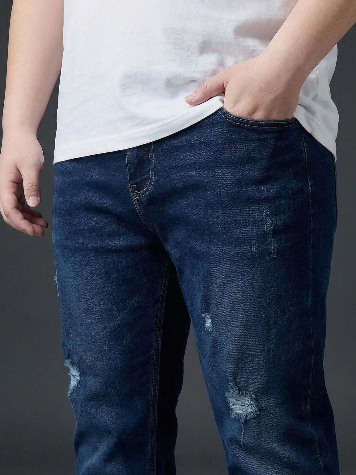 Quần Jean Xanh Xước Big Size Nam