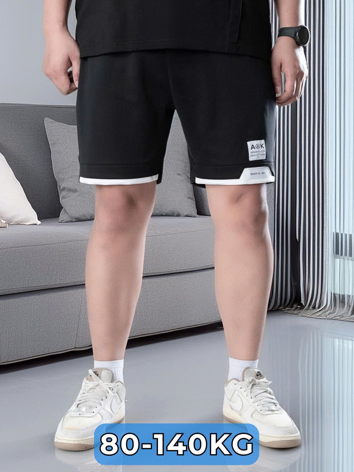 Quần Short Thun Đen B3 Big Size Nam