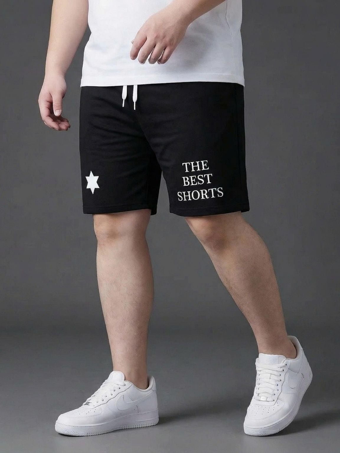 Quần Short Thun Đen Họa Tiết Big Size Nam