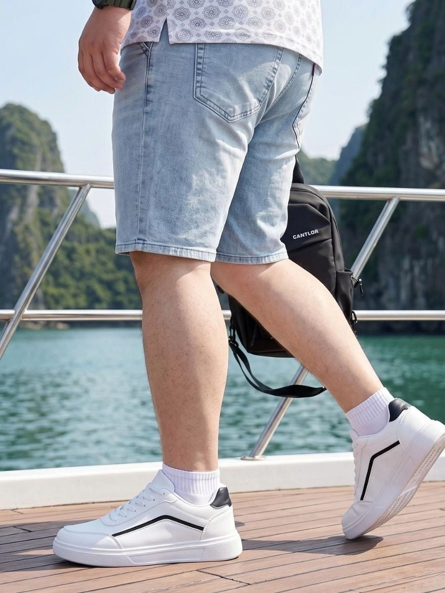 Quần Short Jean Xanh Trắng Big Size Nam - SJ X TRANG