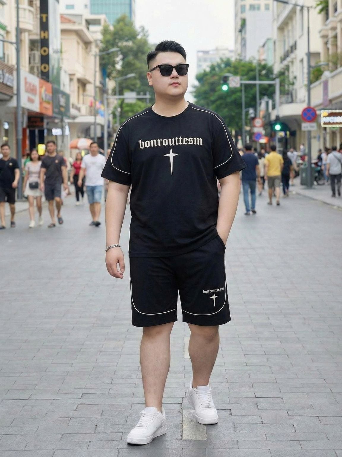 Set Bộ Thun Đen Viền Big Size Nam