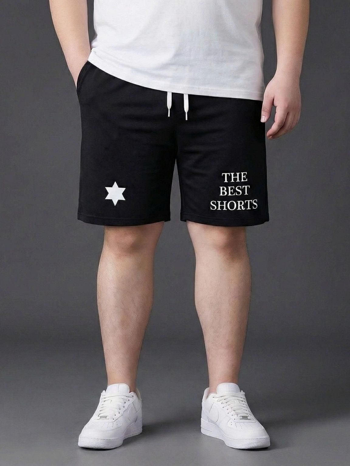 Quần Short Thun Đen Họa Tiết Big Size Nam