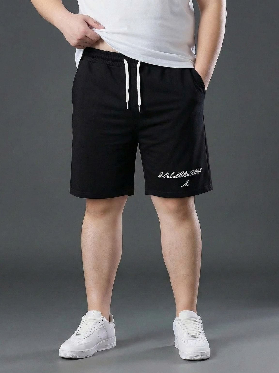 Quần Short Thun Đen In Big Size Nam