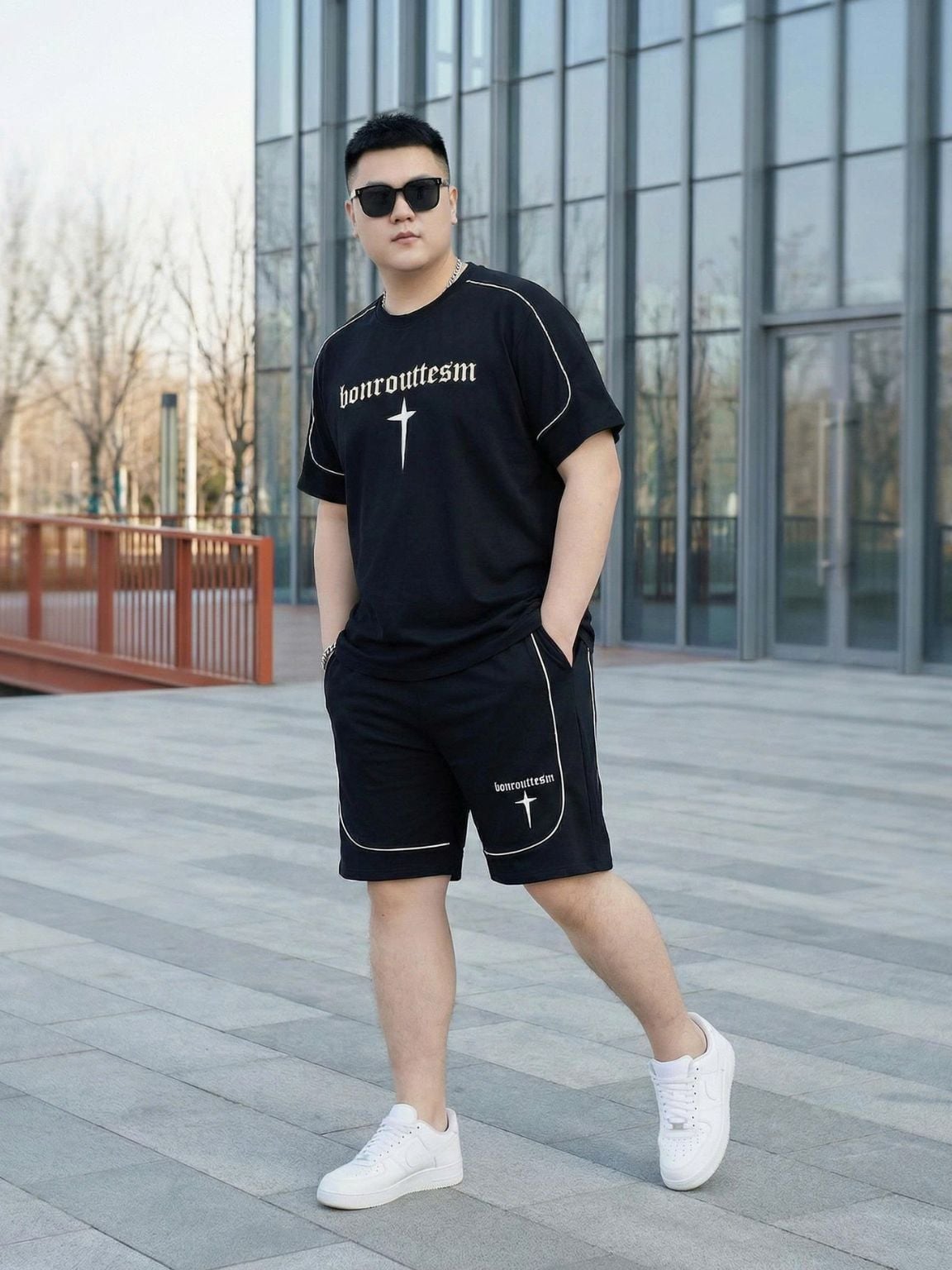 Set Bộ Thun Đen Viền Big Size Nam