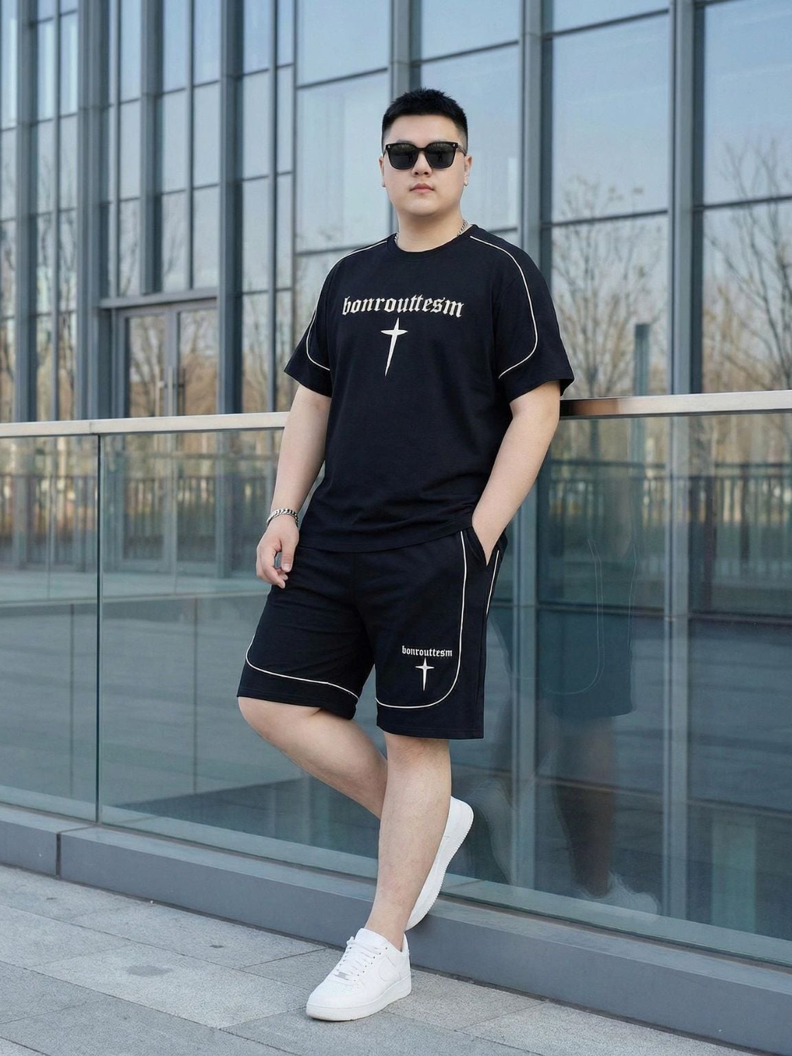 Set Bộ Thun Đen Viền Big Size Nam