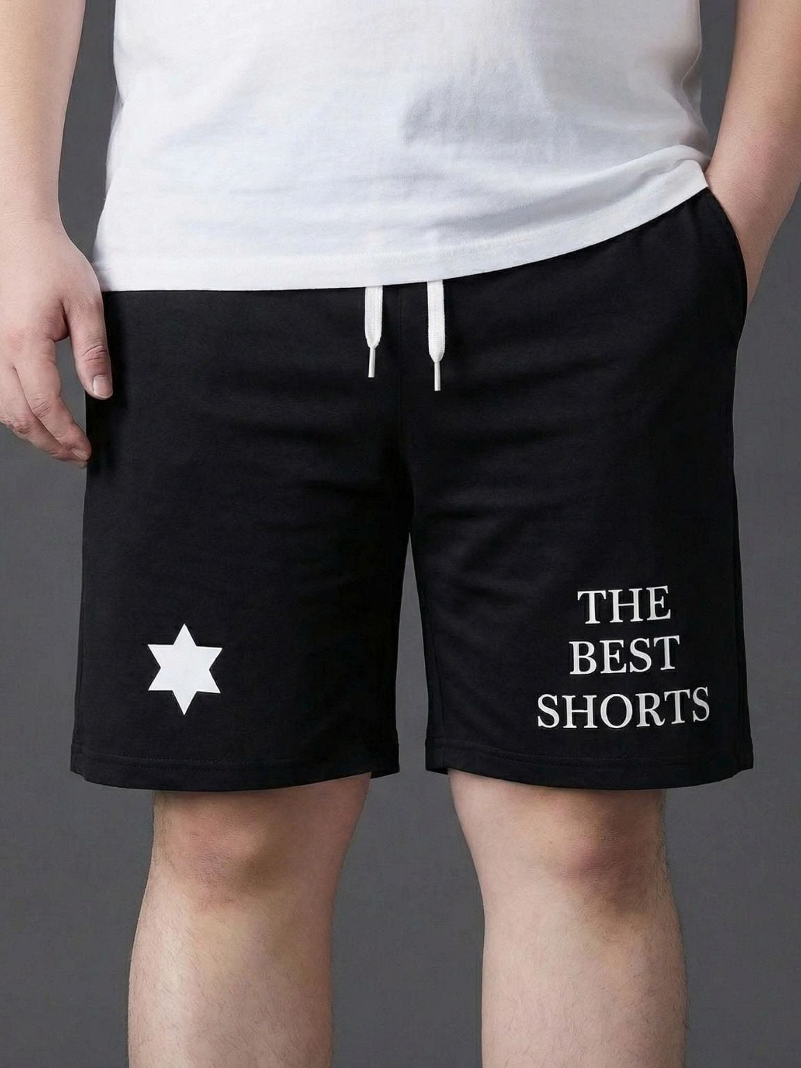 Quần Short Thun Đen Họa Tiết Big Size Nam