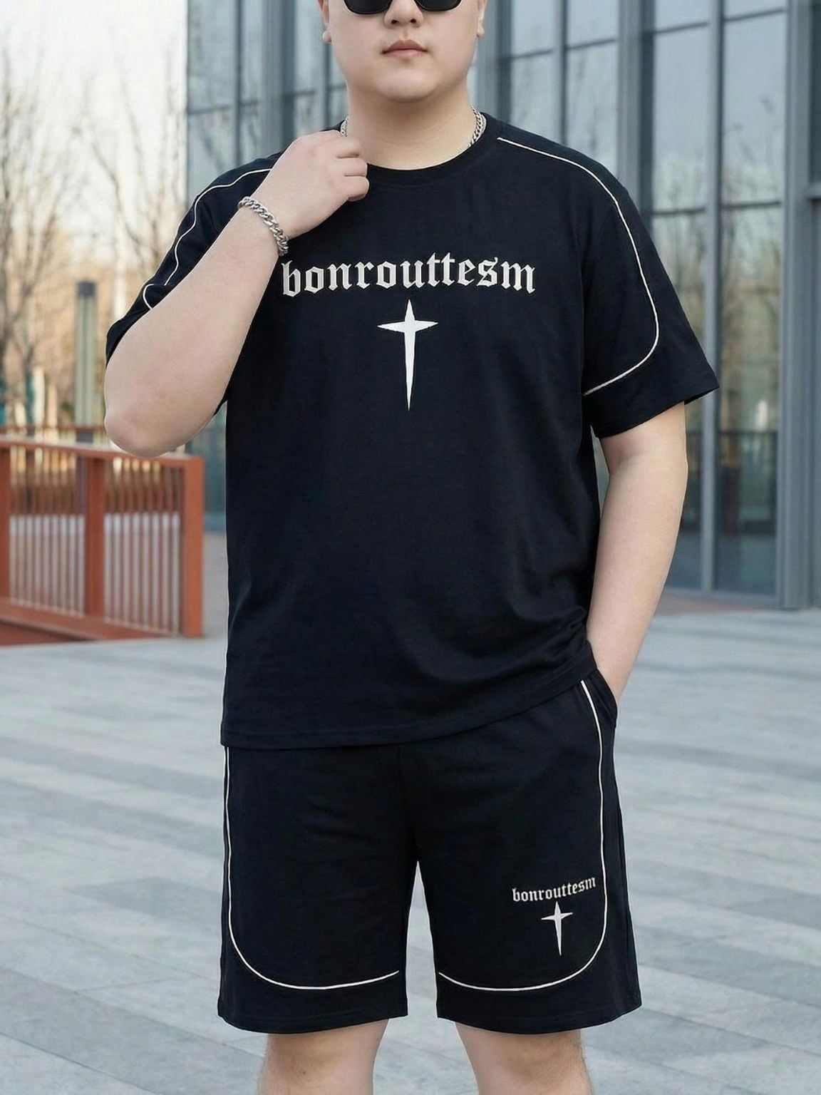 Set Bộ Thun Đen Viền Big Size Nam