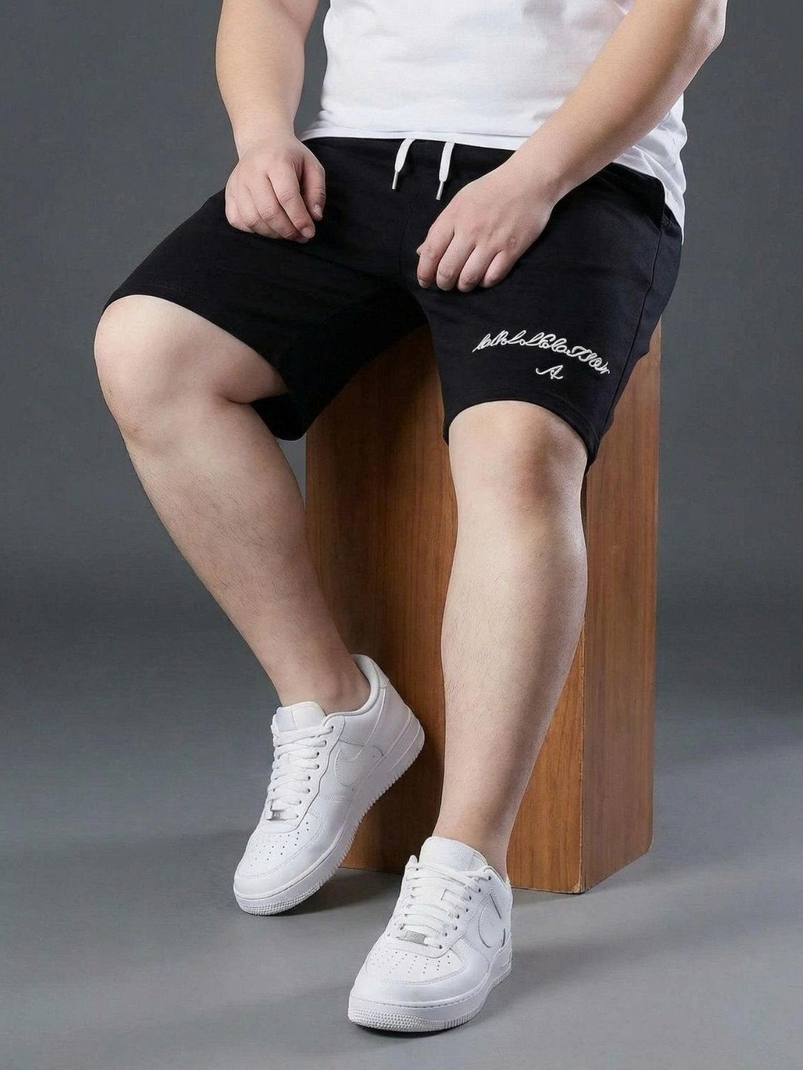 Quần Short Thun Đen In Big Size Nam