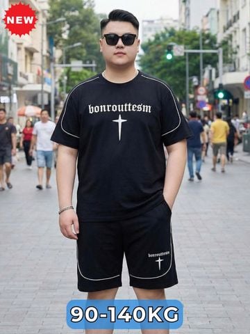 Set Bộ Thun Đen Viền Big Size Nam