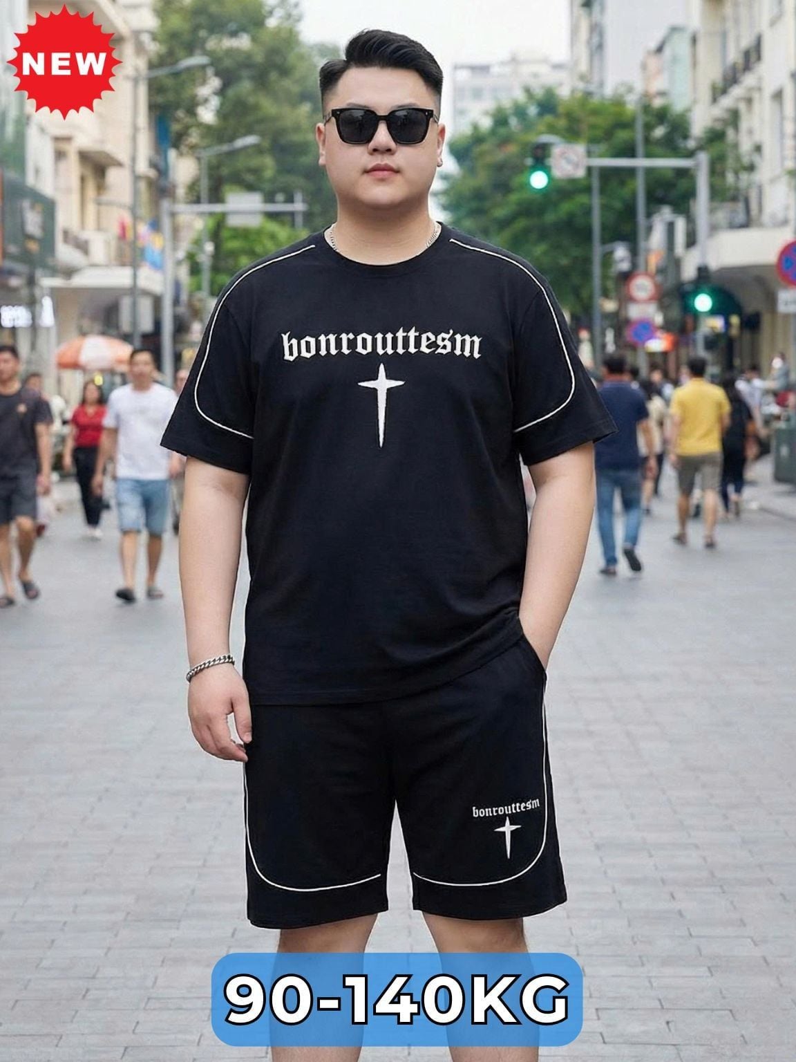 Set Bộ Thun Đen Viền Big Size Nam