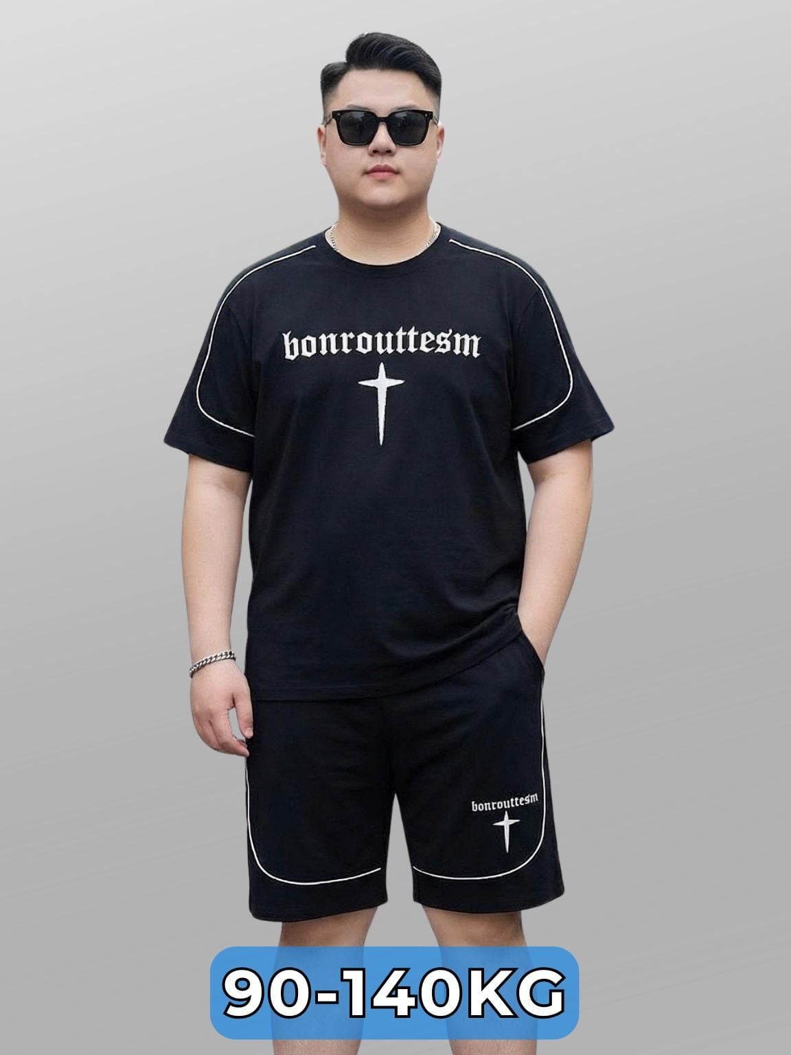 Set Bộ Thun Đen Viền Big Size Nam