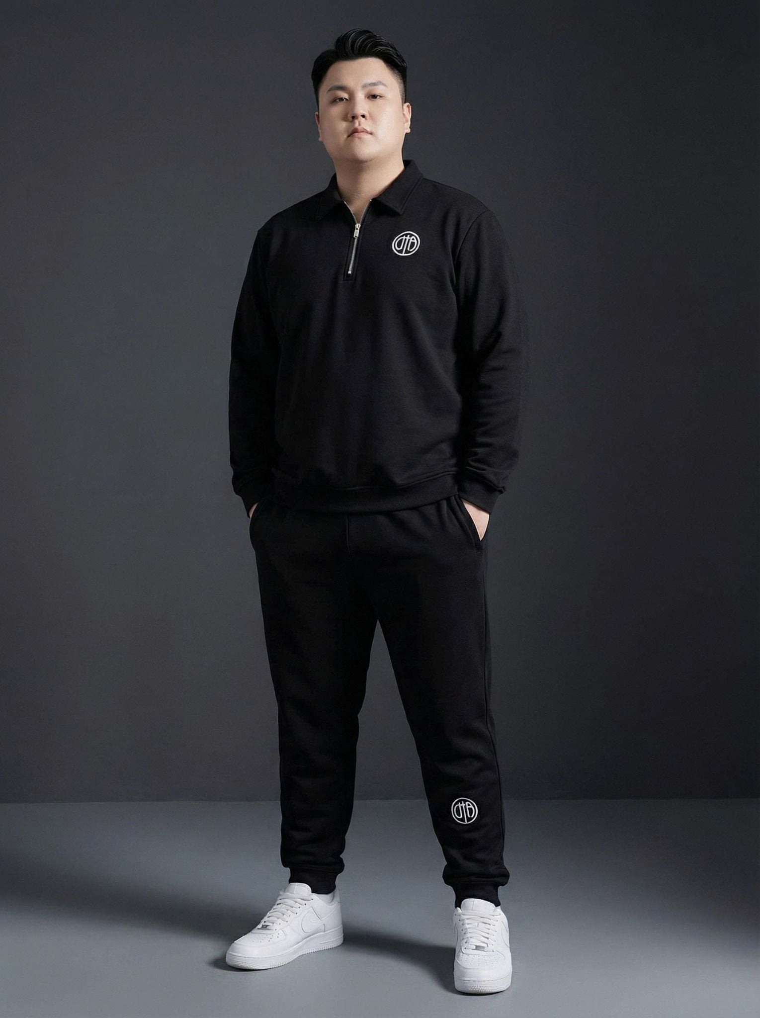 Set Bộ Nỉ Đen Có Cổ Big Size Nam