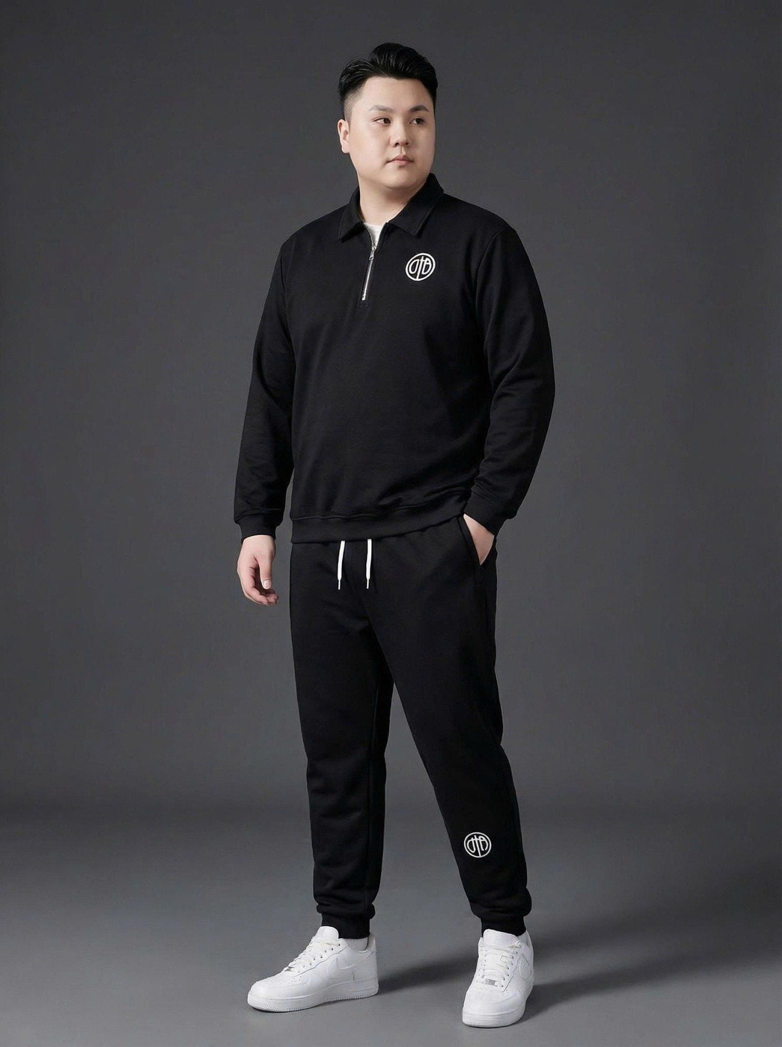 Set Bộ Nỉ Đen Có Cổ Big Size Nam