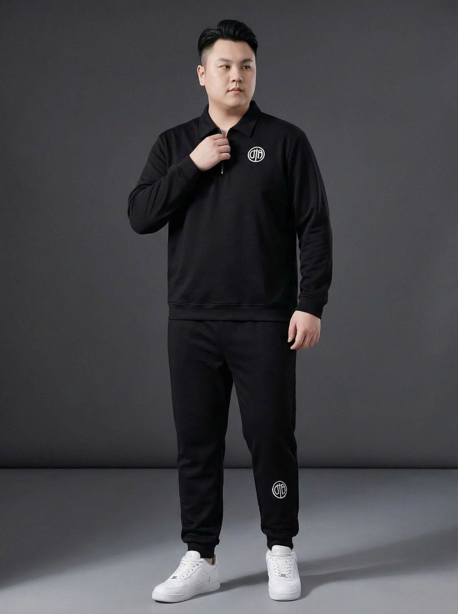 Set Bộ Nỉ Đen Có Cổ Big Size Nam