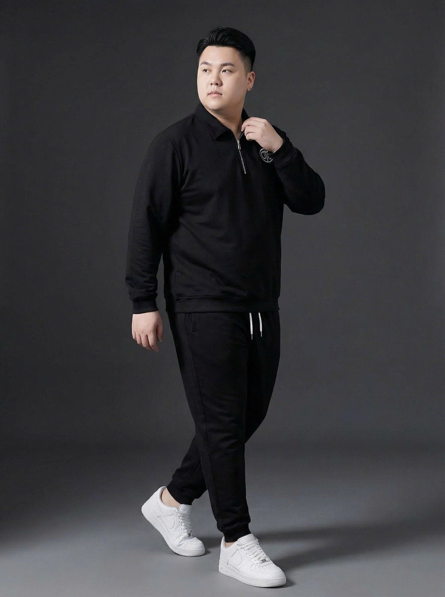 Set Bộ Nỉ Đen Có Cổ Big Size Nam