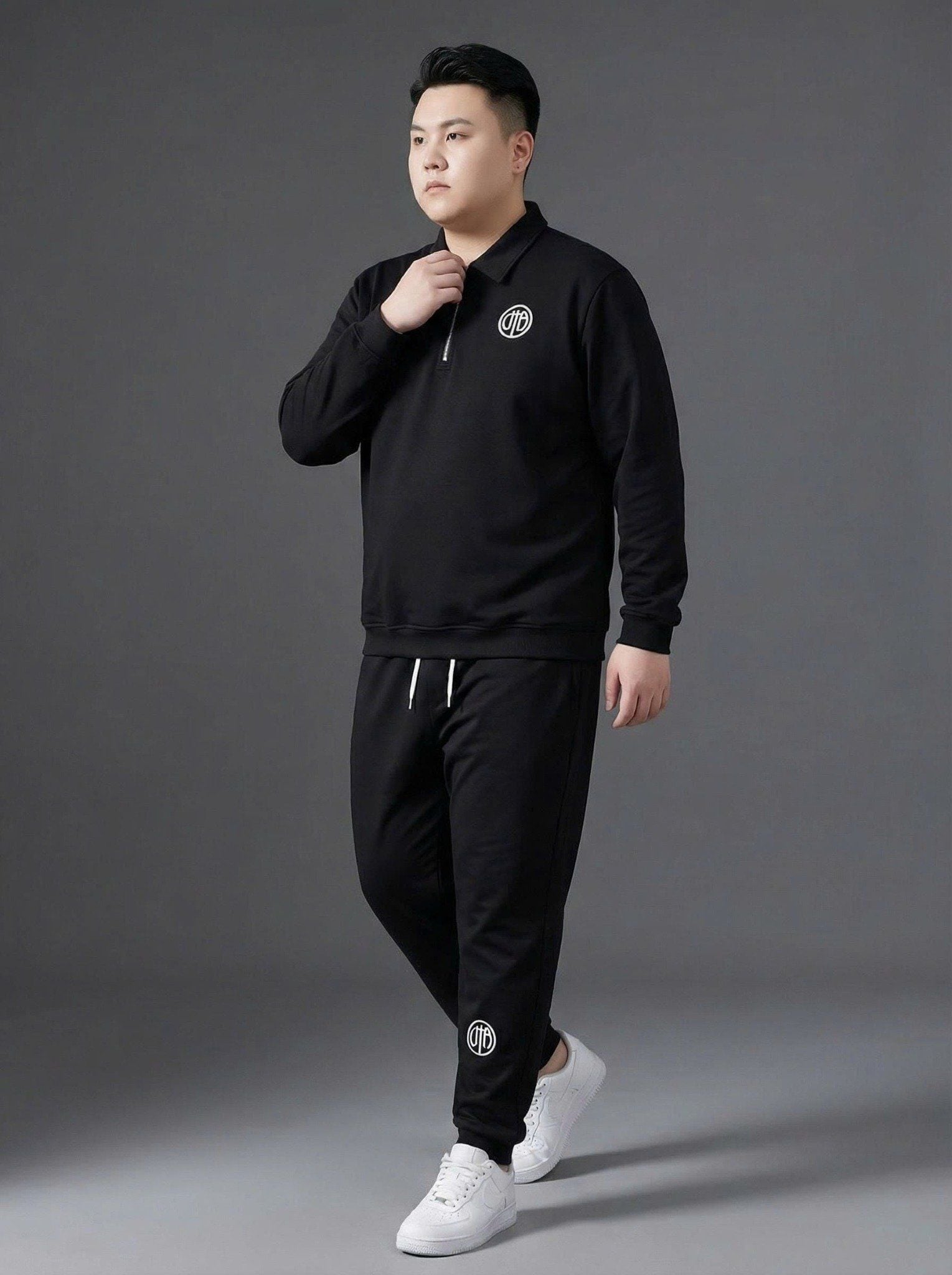 Set Bộ Nỉ Đen Có Cổ Big Size Nam