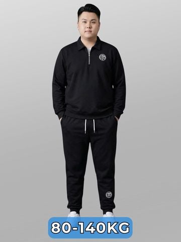 Set Bộ Nỉ Đen Có Cổ Big Size Nam