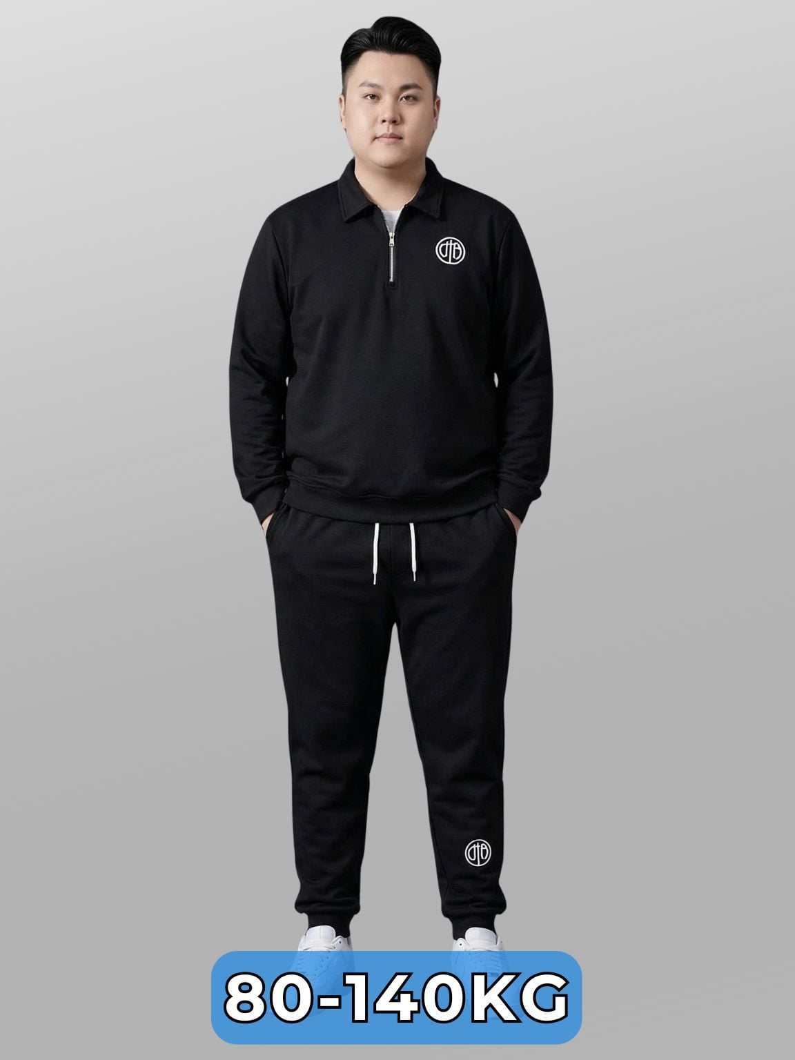 Set Bộ Nỉ Đen Có Cổ Big Size Nam