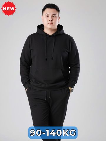 Set Bộ Nỉ Hoodie Đen Trơn Big Size Nam