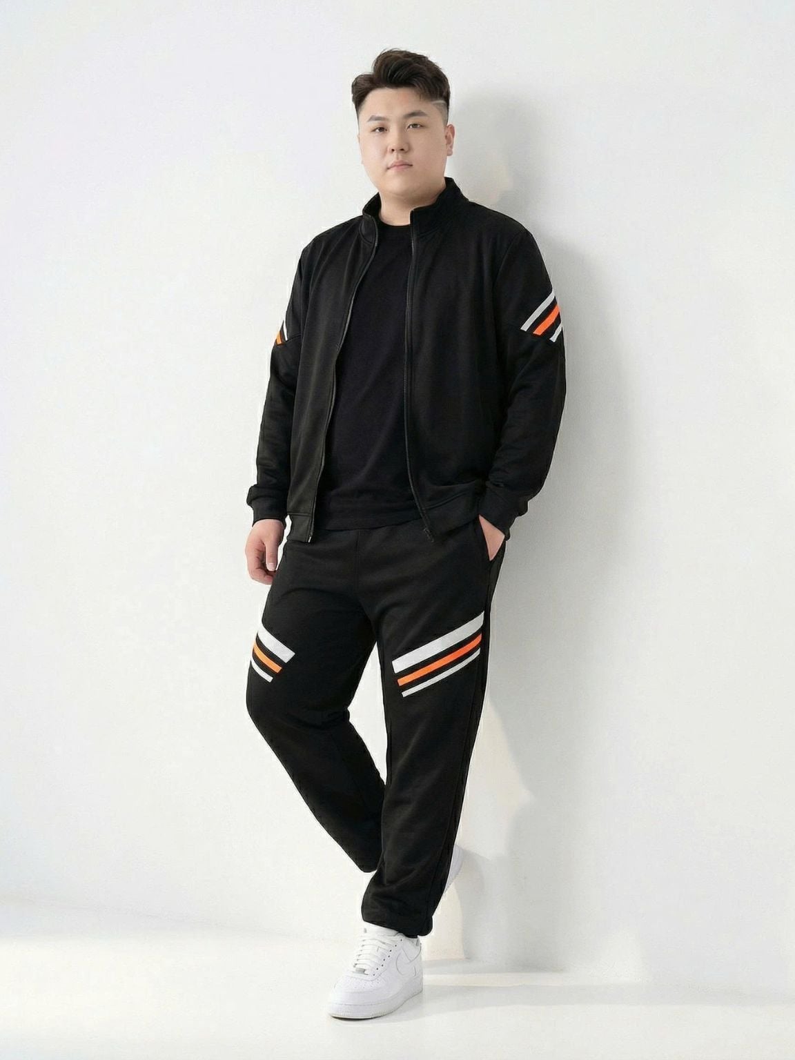 Set Bộ Nỉ Thun Đen Sọc Big Size Nam