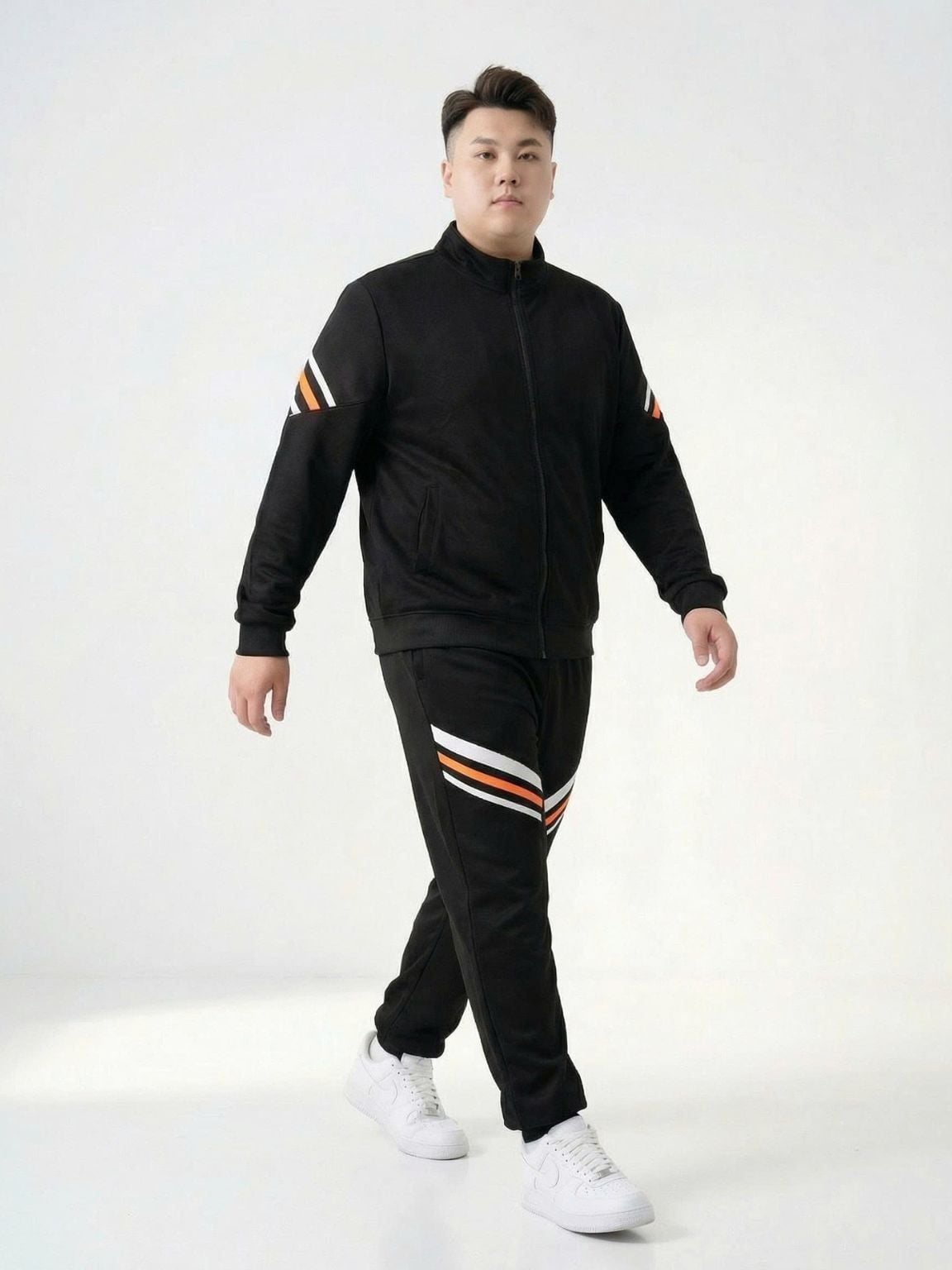 Set Bộ Nỉ Thun Đen Sọc Big Size Nam