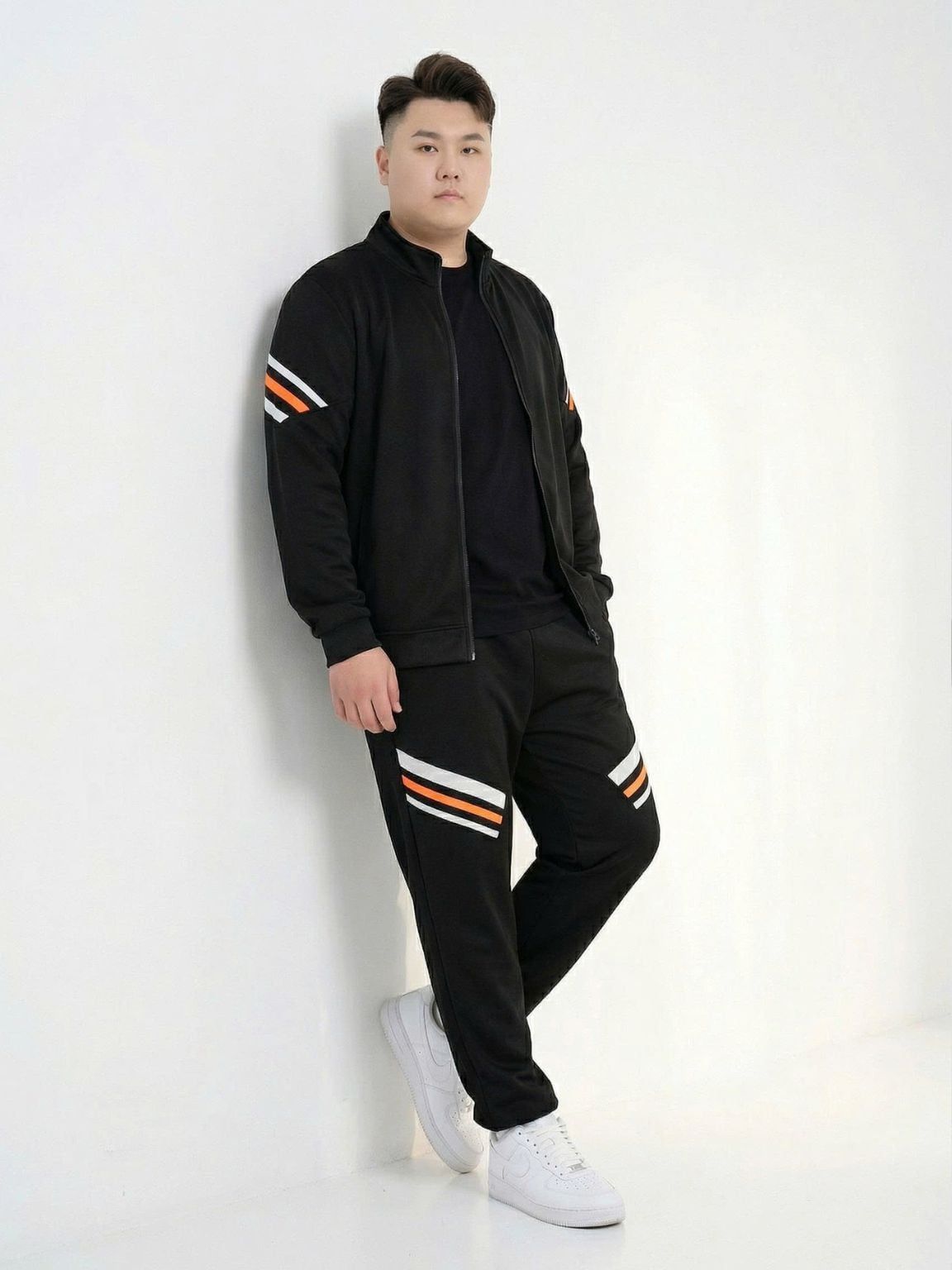 Set Bộ Nỉ Thun Đen Sọc Big Size Nam