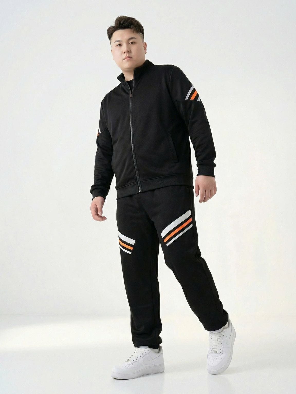 Set Bộ Nỉ Thun Đen Sọc Big Size Nam