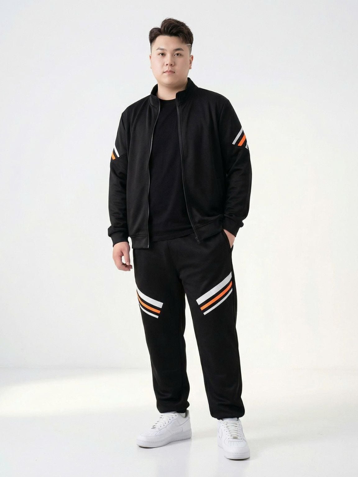 Set Bộ Nỉ Thun Đen Sọc Big Size Nam