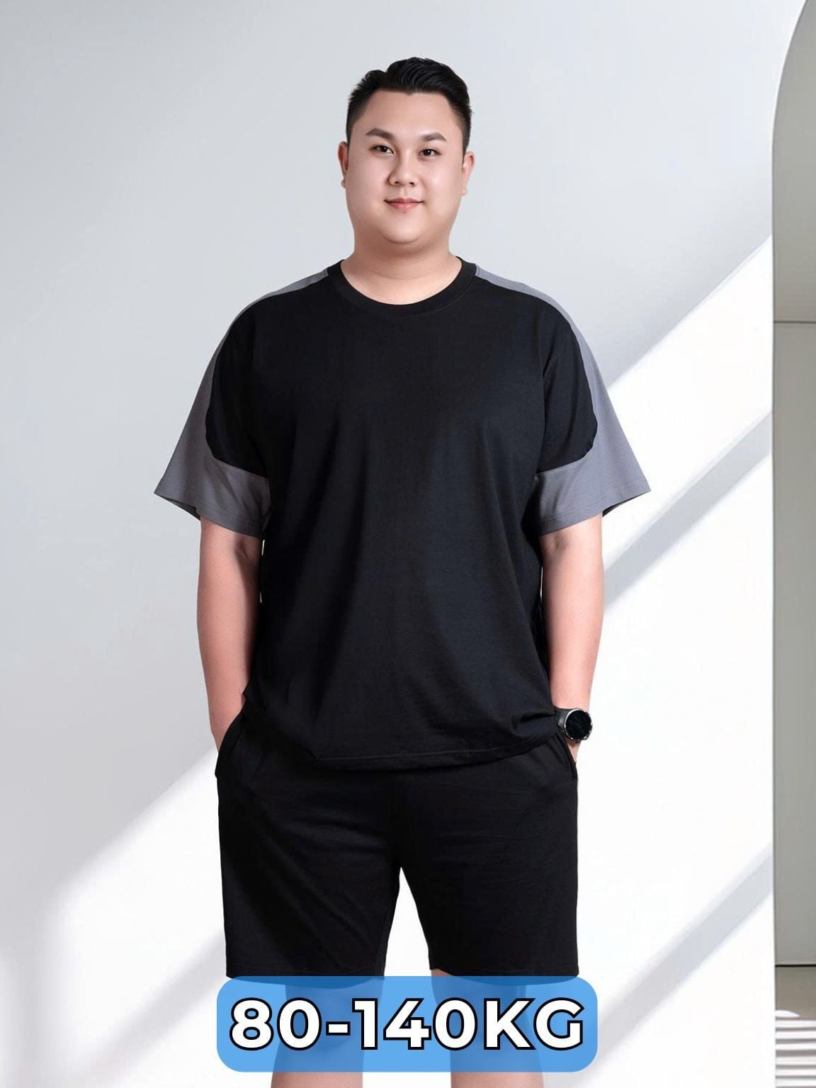 Set Bộ Thun Đen Xám Big Size Nam