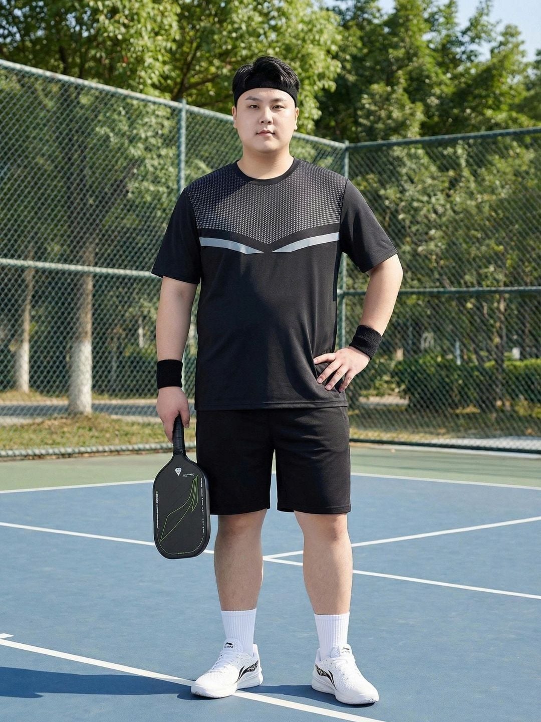 Set Bộ Thun Thể Thao Đen Big Size Nam