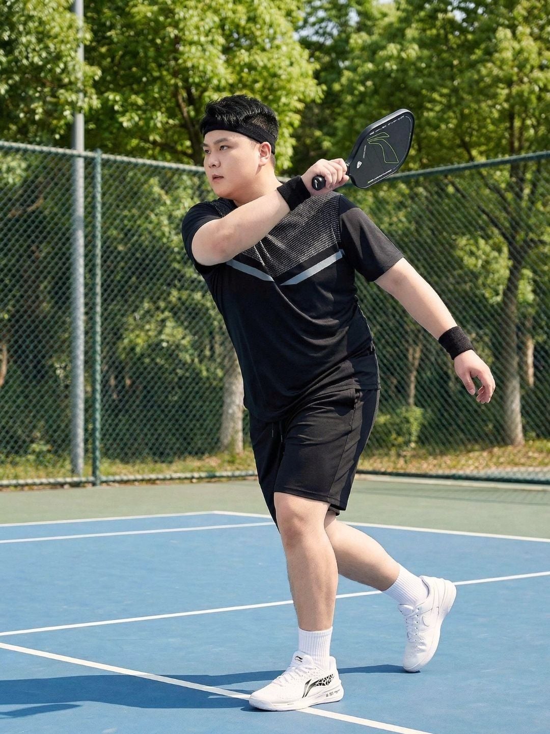 Set Bộ Thun Thể Thao Đen Big Size Nam