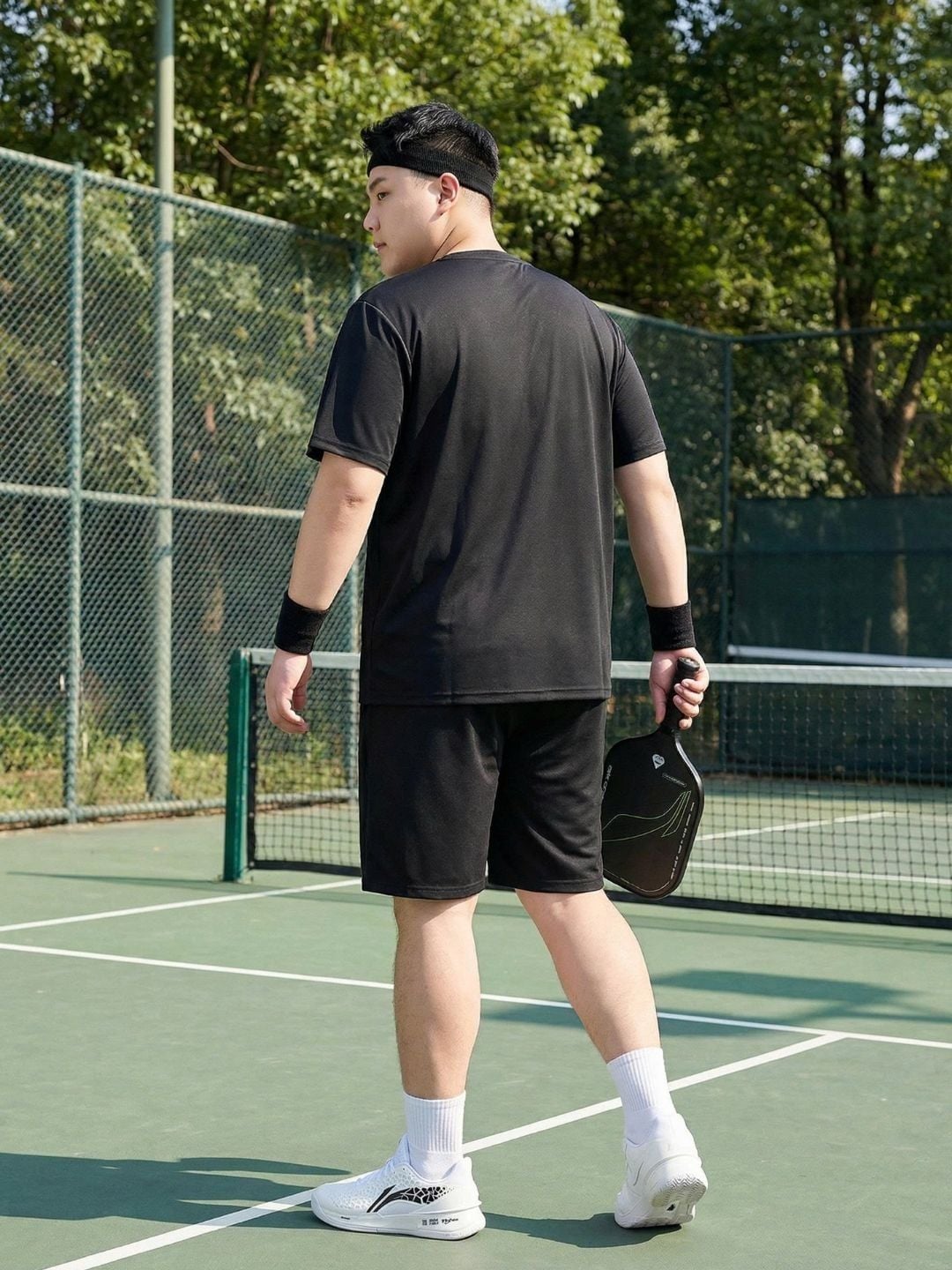 Set Bộ Thun Thể Thao Đen Big Size Nam