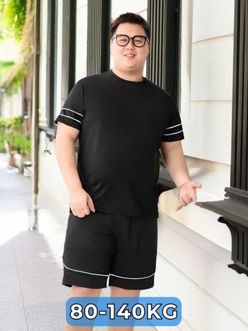 Bộ Đồ Thun Đen Viền Big Size Nam