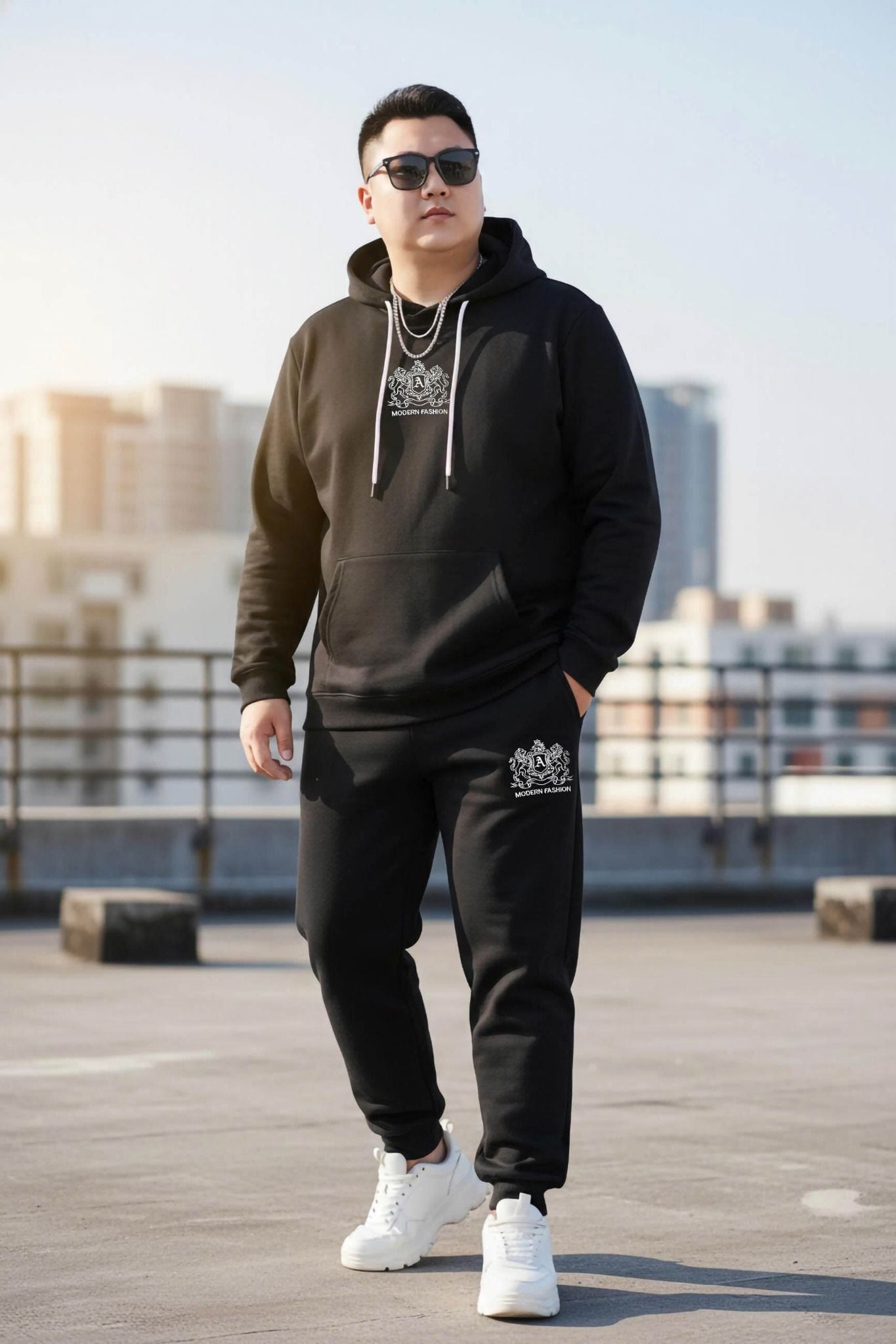 Set Bộ Nỉ Hoodie Thêu Logo Big Size Nam