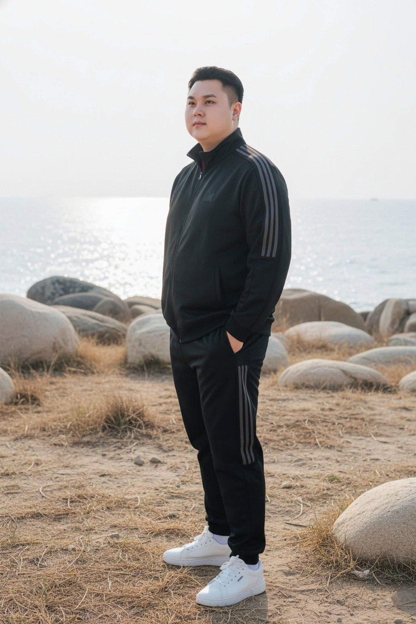 Set Bộ Nỉ Đen Viền Big Size Nam