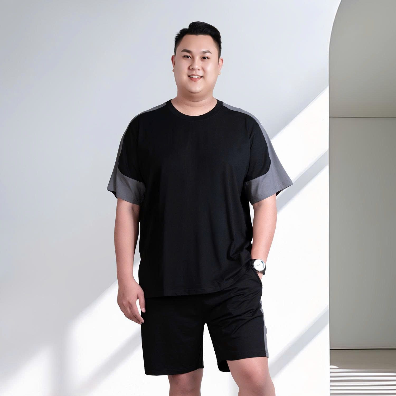 Set Bộ Thun Đen Xám Big Size Nam