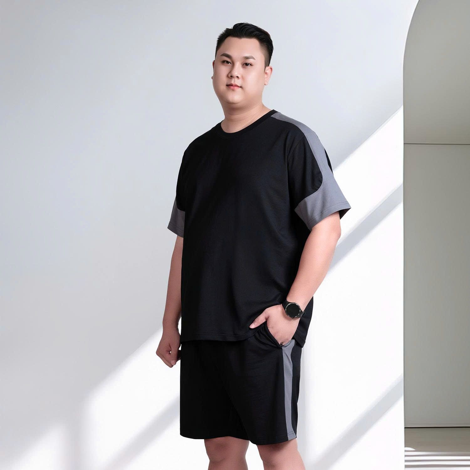 Set Bộ Thun Đen Xám Big Size Nam